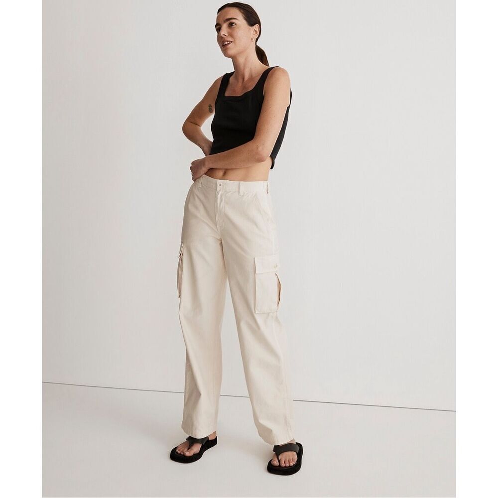 $108 Madewell Garment-Dyed Low-Slung Straight Cargo Pants size 33 m7